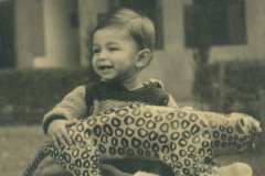 Me with my favourite toy that led to my being nicknamed Sher Khan Lahore, 1942