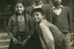 Tara, me and Jam with Mukund leaning in front Lucknow, 1957