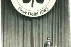 Collecting papers as the conference spokesman at the NAM Summit New Delhi, 1983